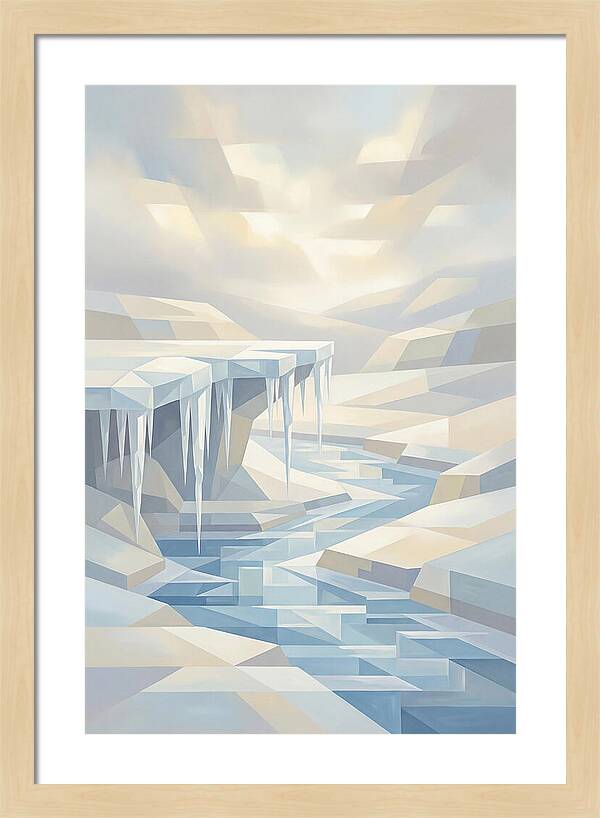 Winter Stream Flowing Under Ice Shelf