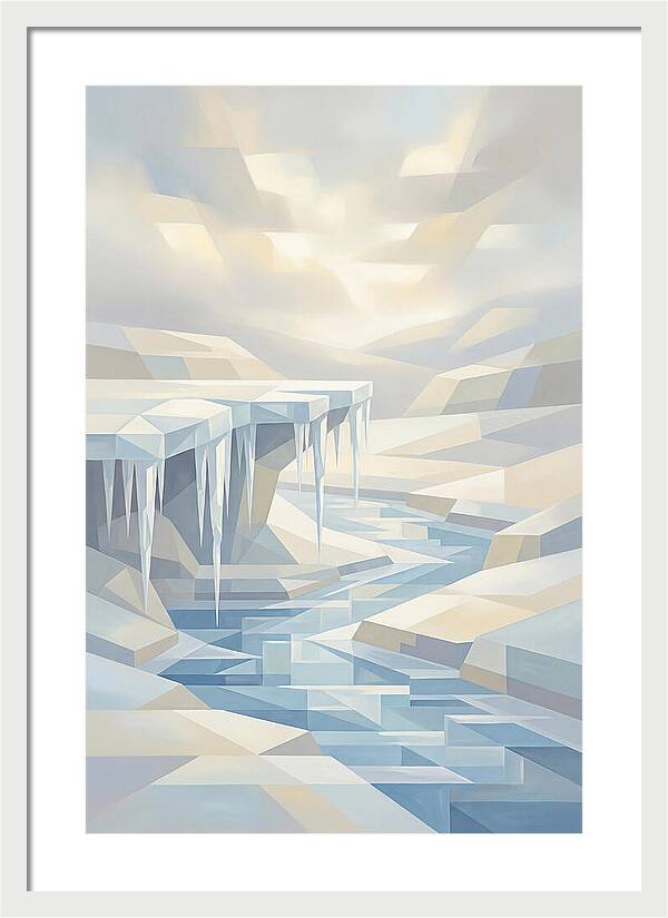 Winter Stream Flowing Under Ice Shelf