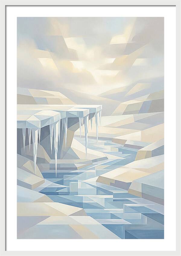 Winter Stream Flowing Under Ice Shelf