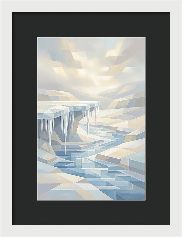 Winter Stream Flowing Under Ice Shelf