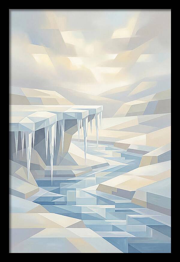 Winter Stream Flowing Under Ice Shelf