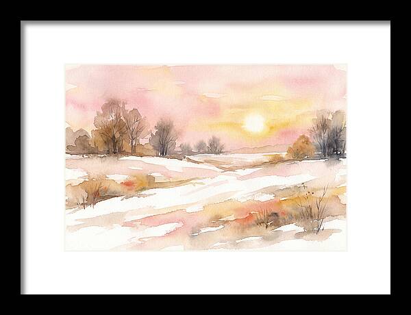 Winter Sunset Over Snowy Fields