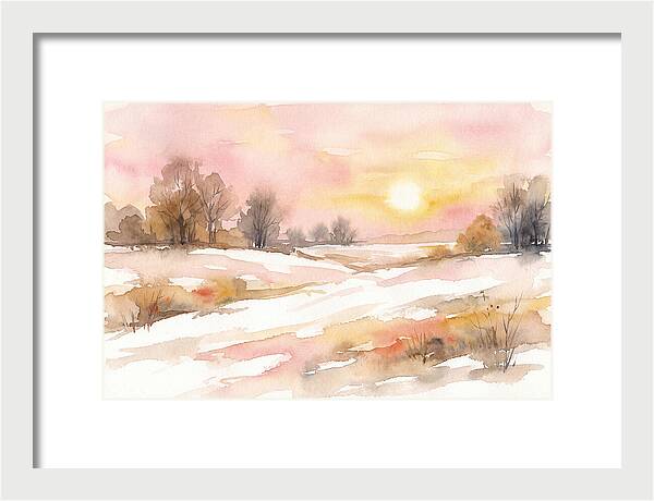 Winter Sunset Over Snowy Fields