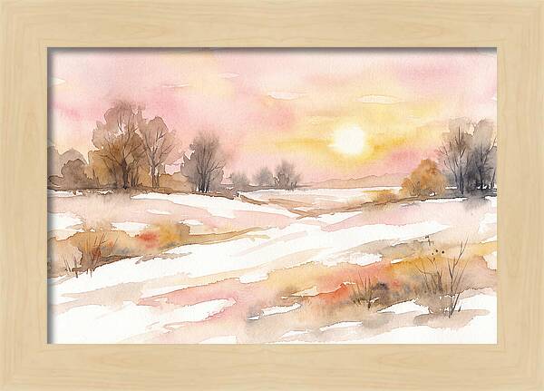 Winter Sunset Over Snowy Fields