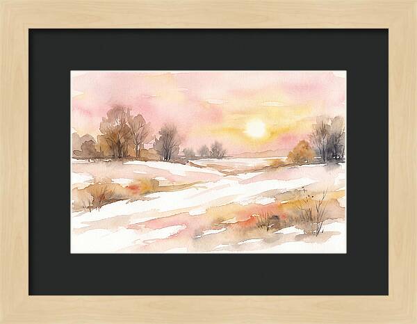 Winter Sunset Over Snowy Fields