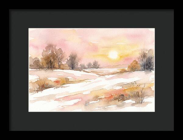 Winter Sunset Over Snowy Fields