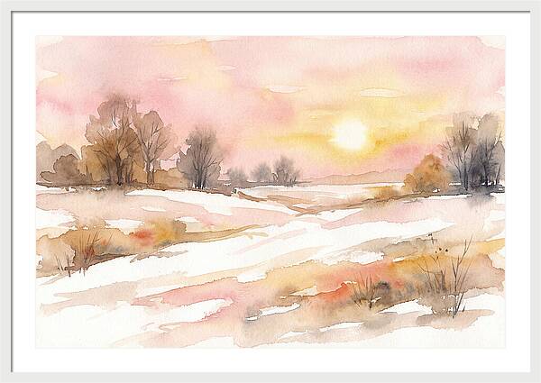 Winter Sunset Over Snowy Fields