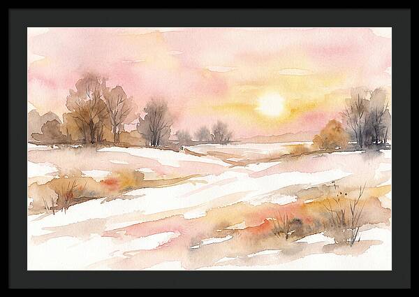 Winter Sunset Over Snowy Fields