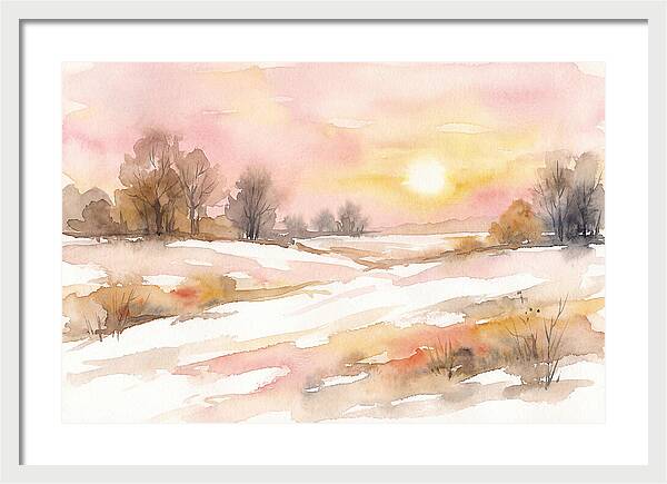 Winter Sunset Over Snowy Fields