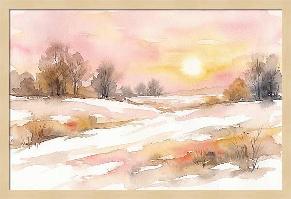 Winter Sunset Over Snowy Fields