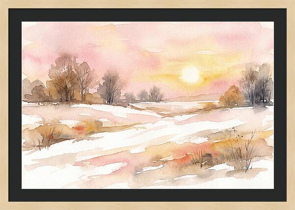 Winter Sunset Over Snowy Fields