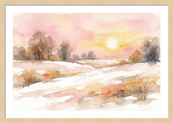 Winter Sunset Over Snowy Fields