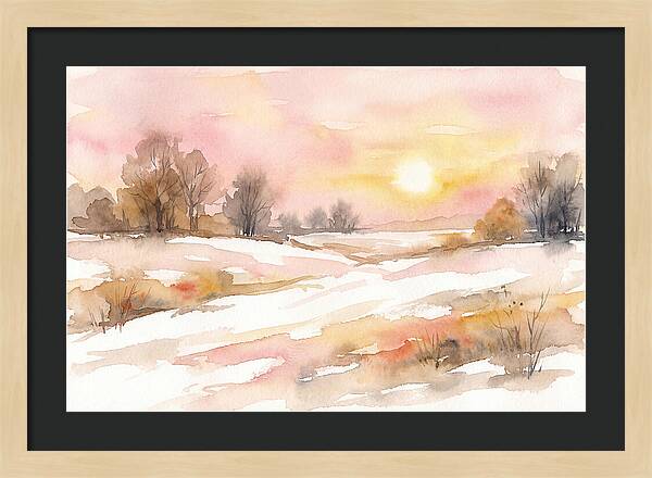 Winter Sunset Over Snowy Fields