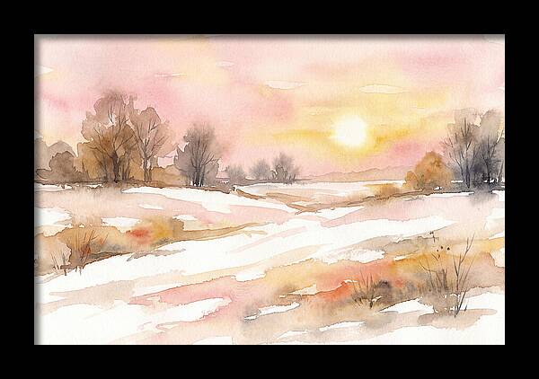 Winter Sunset Over Snowy Fields