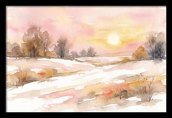 Winter Sunset Over Snowy Fields