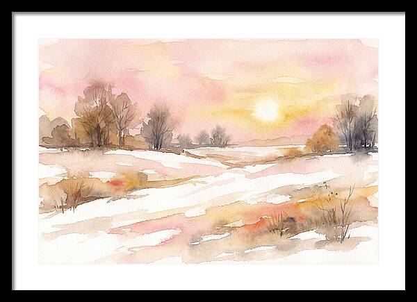 Winter Sunset Over Snowy Fields