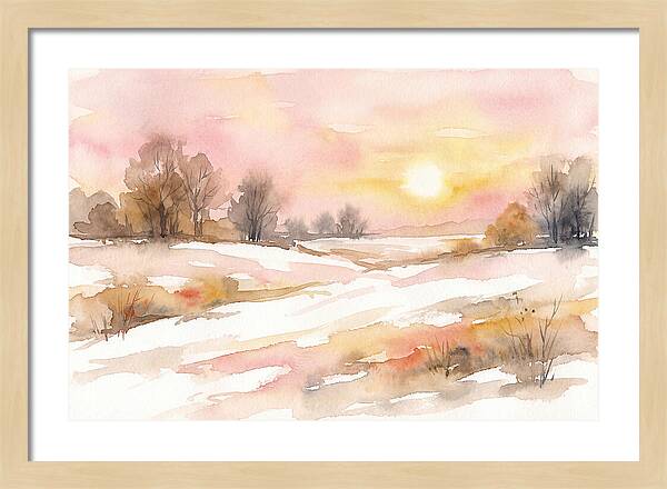 Winter Sunset Over Snowy Fields