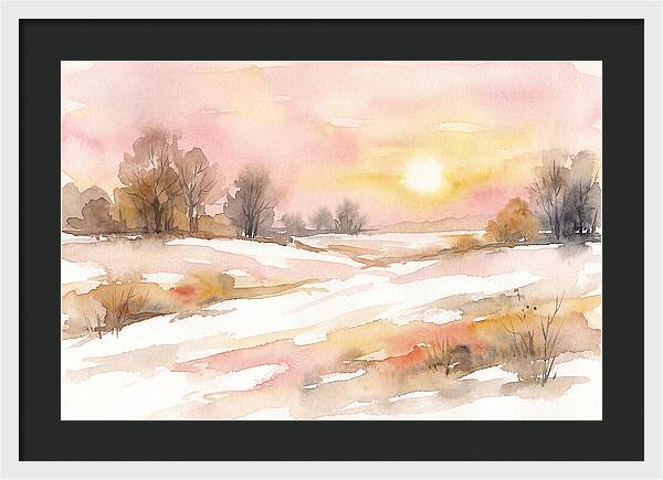 Winter Sunset Over Snowy Fields