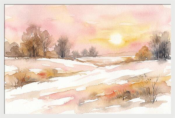 Winter Sunset Over Snowy Fields