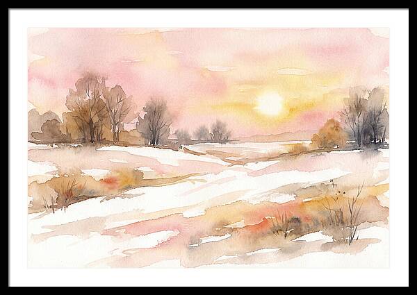 Winter Sunset Over Snowy Fields