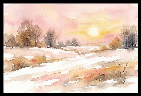 Winter Sunset Over Snowy Fields