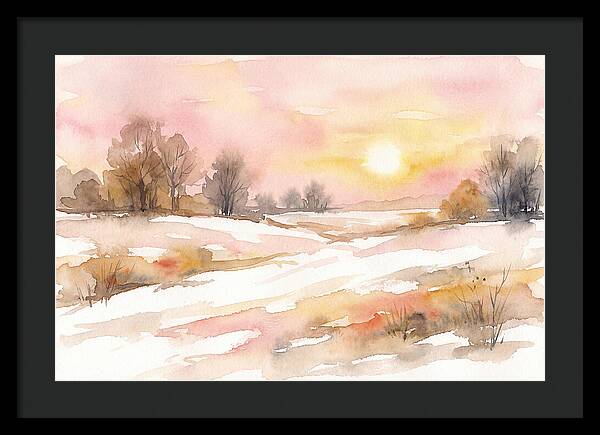 Winter Sunset Over Snowy Fields