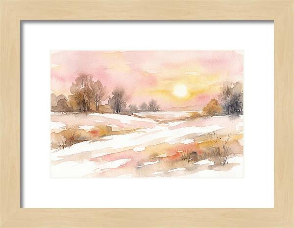 Winter Sunset Over Snowy Fields