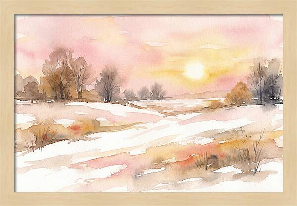 Winter Sunset Over Snowy Fields