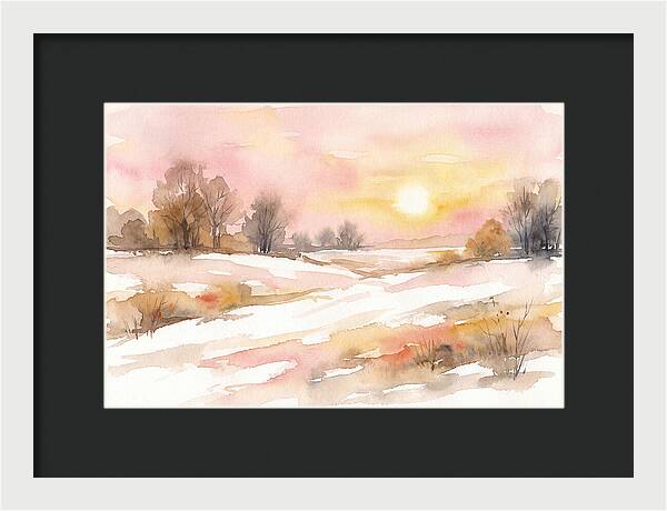 Winter Sunset Over Snowy Fields