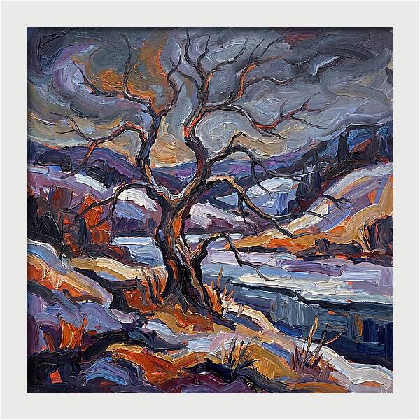 Winter Tree In Expressionist Style