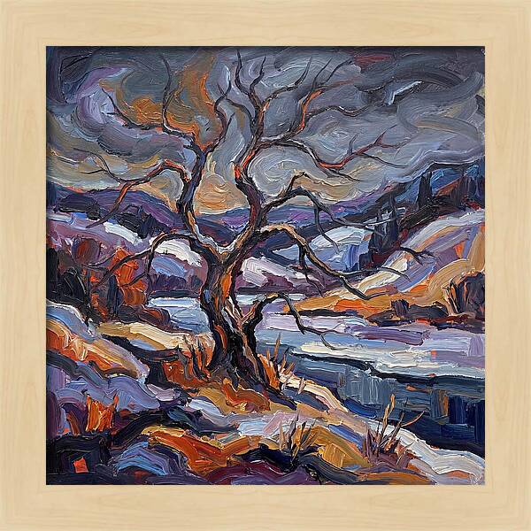 Winter Tree In Expressionist Style