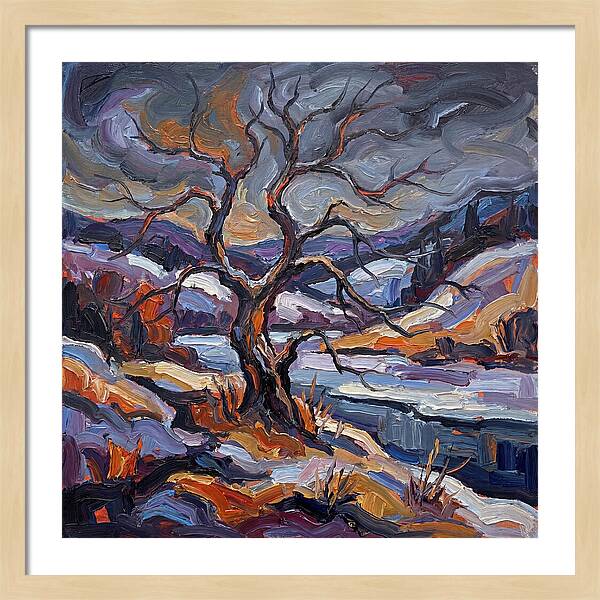 Winter Tree In Expressionist Style