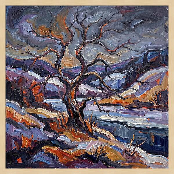 Winter Tree In Expressionist Style