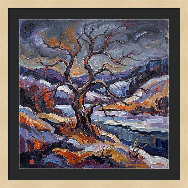Winter Tree In Expressionist Style