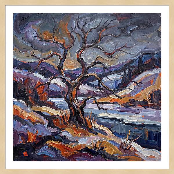 Winter Tree In Expressionist Style