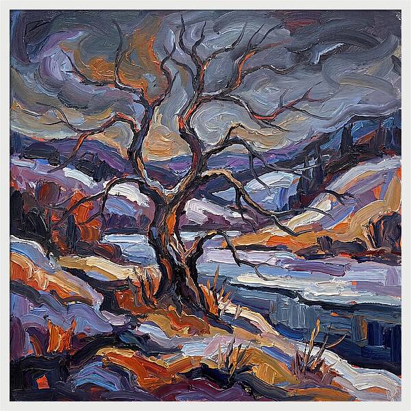 Winter Tree In Expressionist Style
