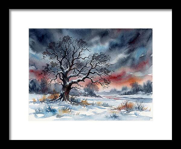 Winter Tree Silhouette Against Dusk
