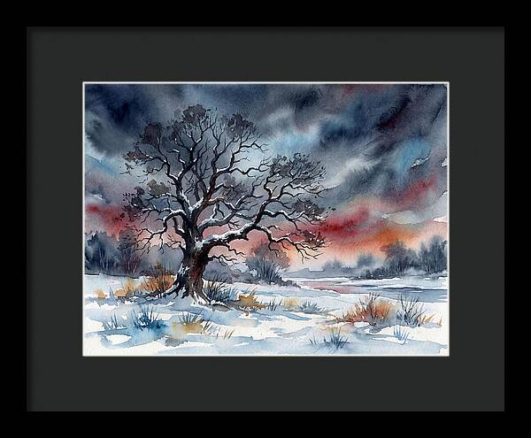 Winter Tree Silhouette Against Dusk