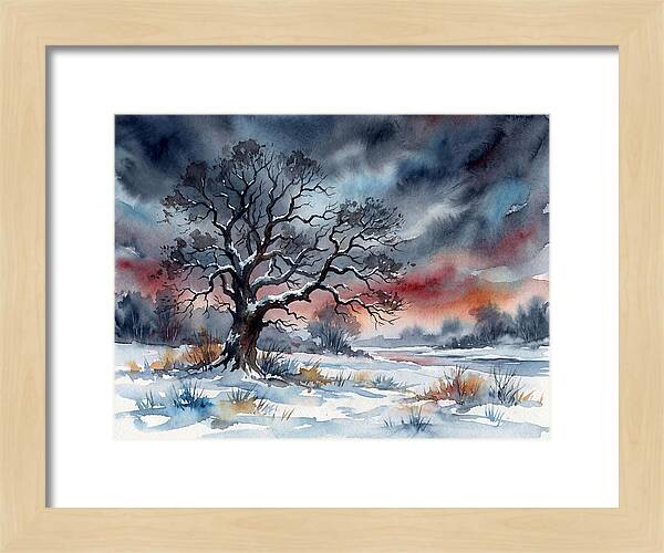 Winter Tree Silhouette Against Dusk
