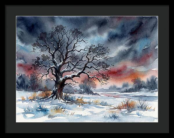 Winter Tree Silhouette Against Dusk
