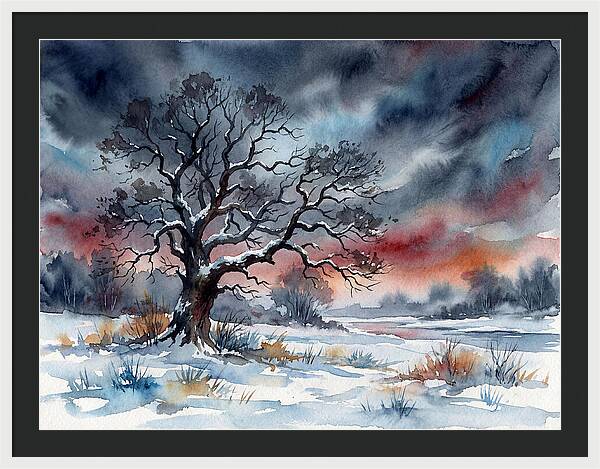 Winter Tree Silhouette Against Dusk
