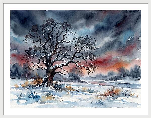 Winter Tree Silhouette Against Dusk