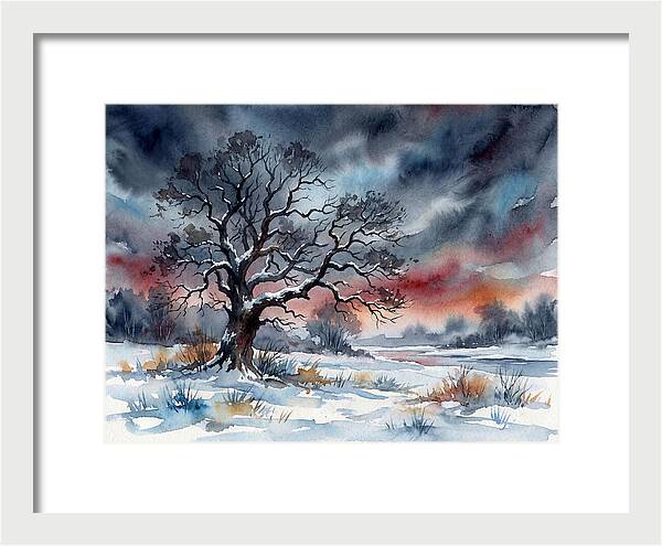 Winter Tree Silhouette Against Dusk