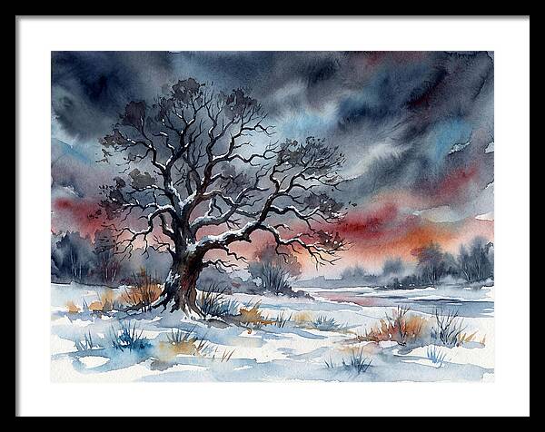 Winter Tree Silhouette Against Dusk