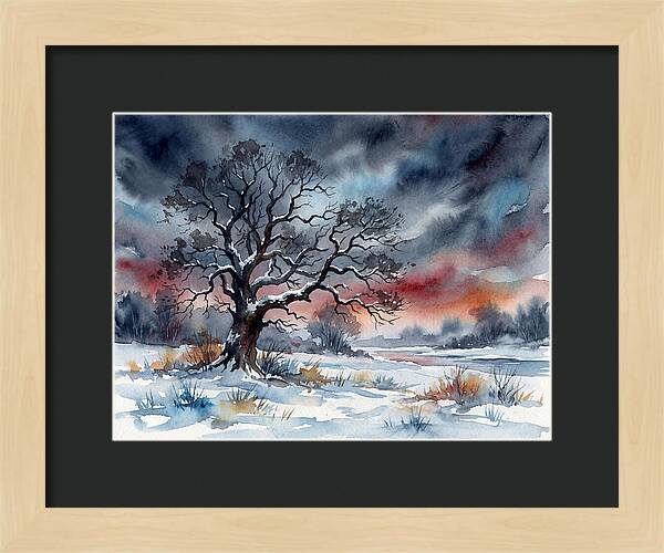 Winter Tree Silhouette Against Dusk