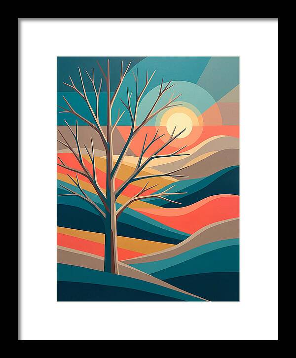 Winter Tree Silhouette Against Sunset