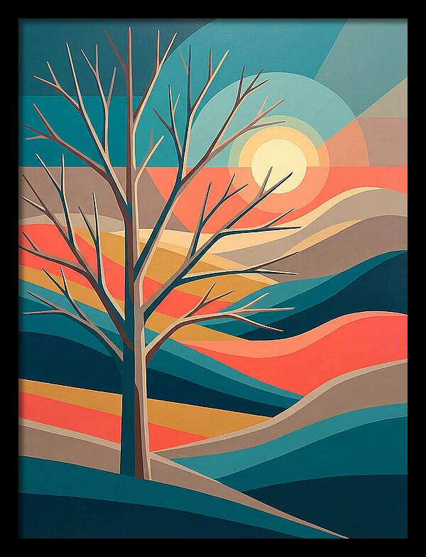 Winter Tree Silhouette Against Sunset