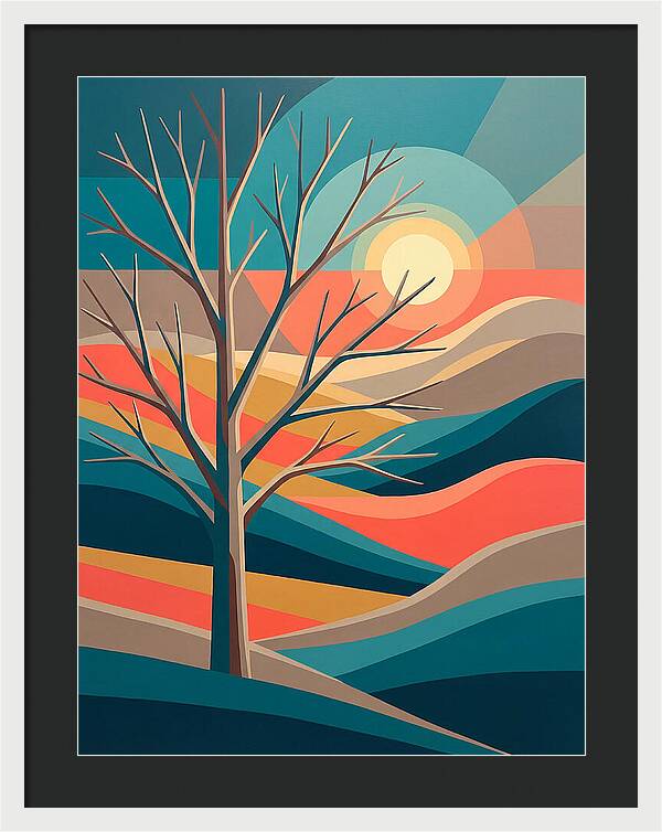 Winter Tree Silhouette Against Sunset