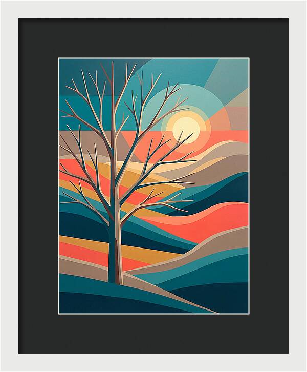 Winter Tree Silhouette Against Sunset