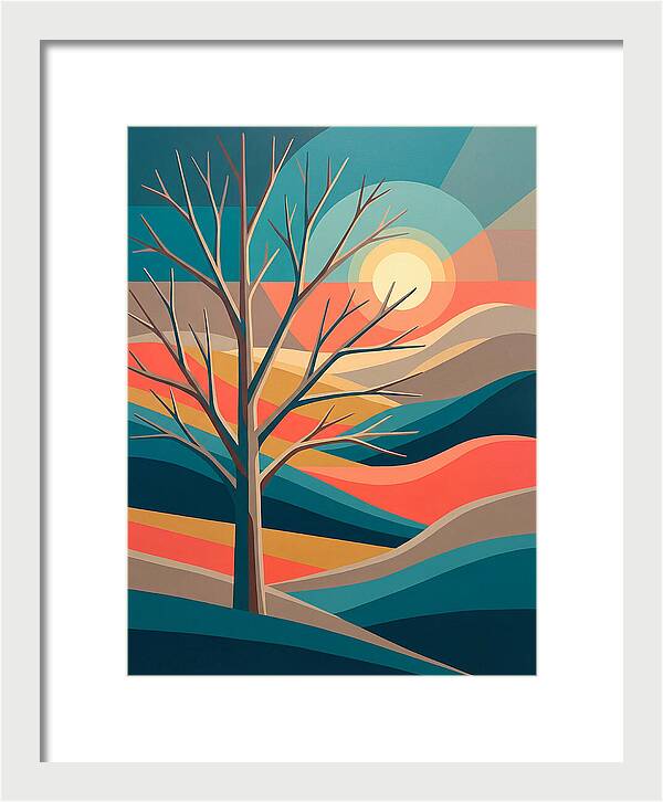 Winter Tree Silhouette Against Sunset